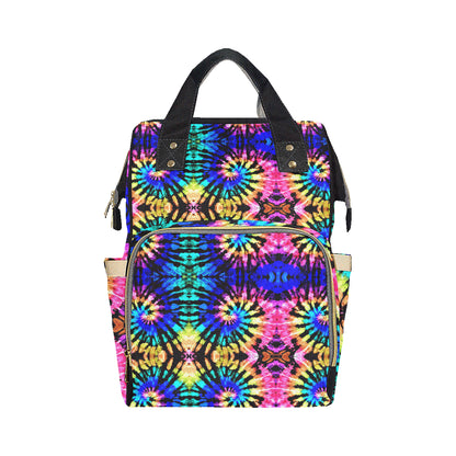 Tie Dye Rainbow Design Print Diaper Bag Backpack