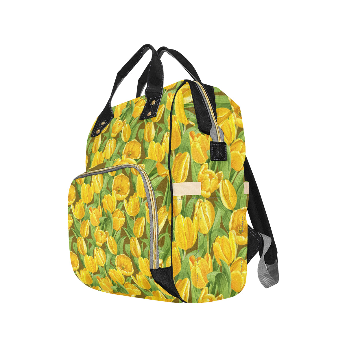 Tulip Yellow Pattern Print Design TP010 Diaper Bag Backpack