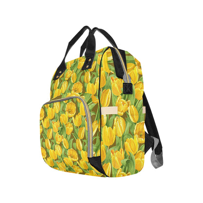 Tulip Yellow Pattern Print Design TP010 Diaper Bag Backpack