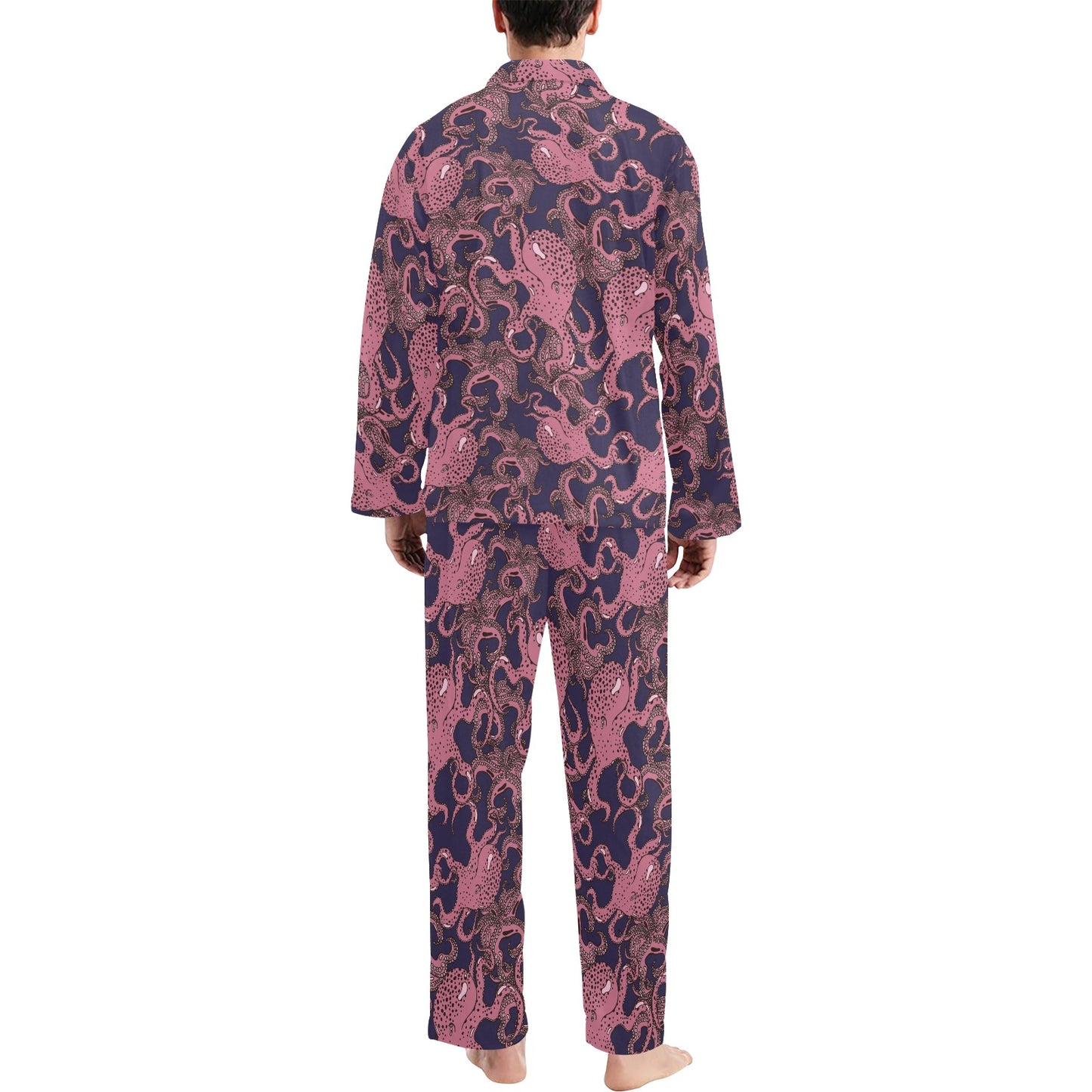 Octopus Pattern Print Design A03 Men's Long Pajama Set