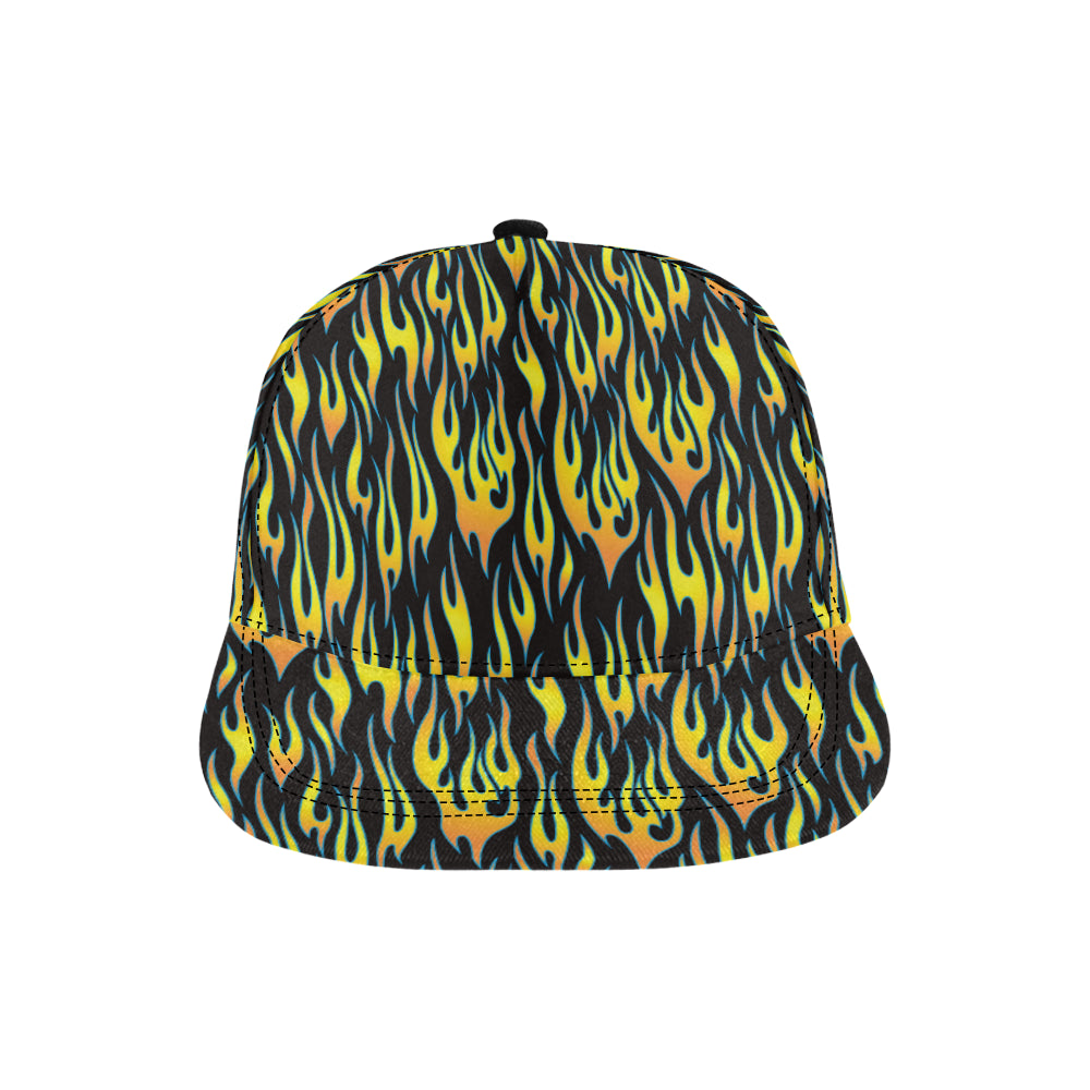 Flame Fire Yellow Pattern Snapback Cap
