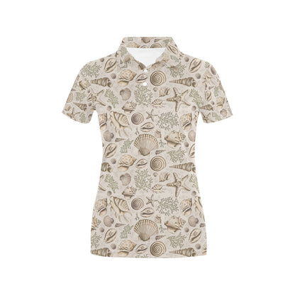 Seashell Print Design LKS304 Women's Polo Shirt