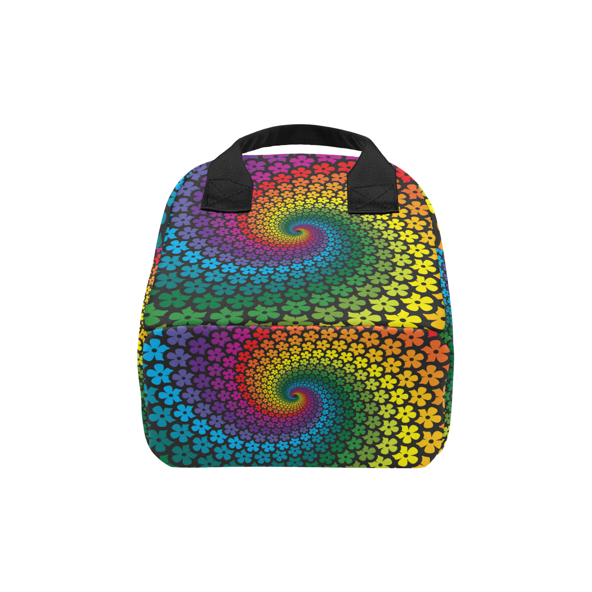 Flower Power Rainbow Spiral Print Insulated Lunch Bag