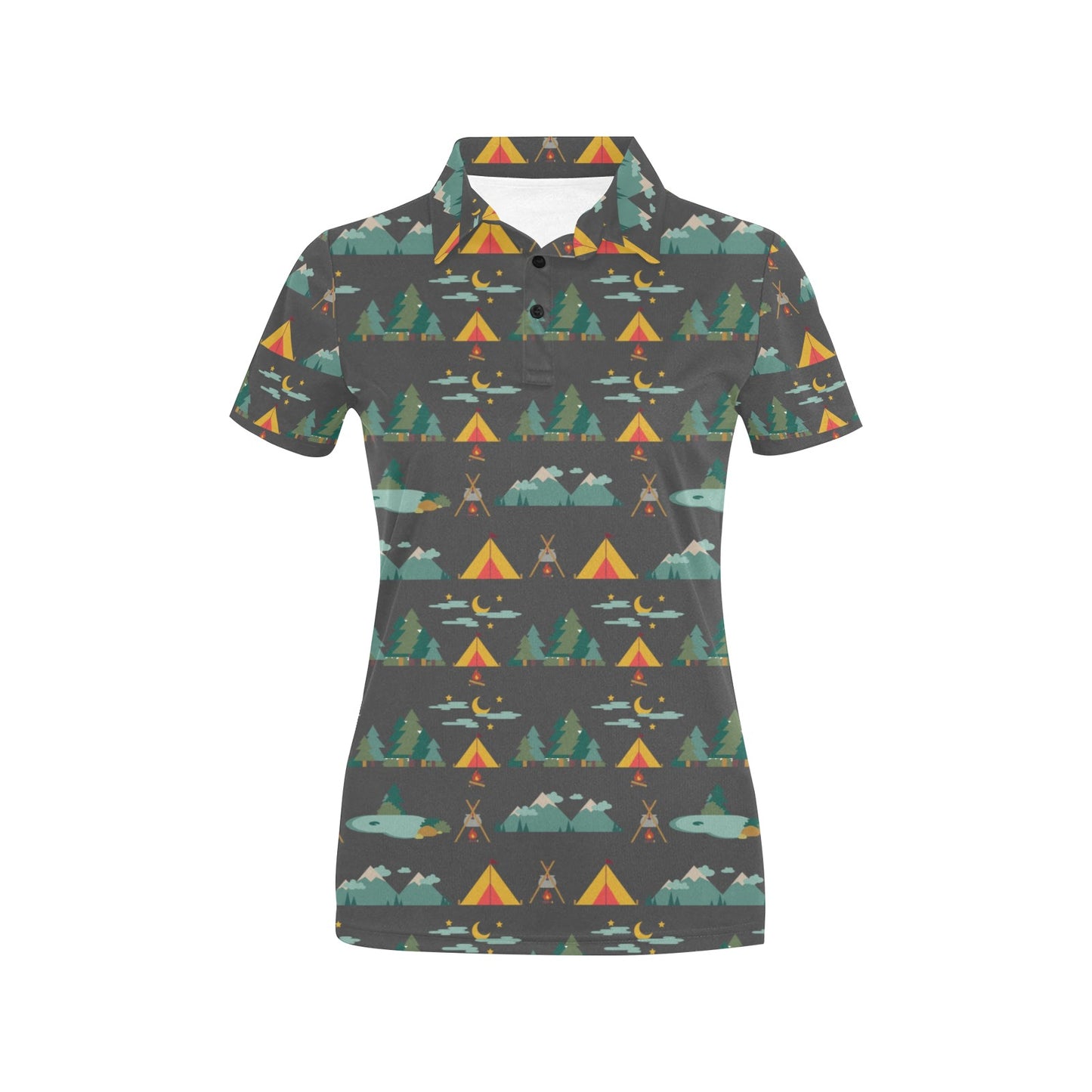 Camping Tent Pattern Print Design 03 Women's Polo Shirt