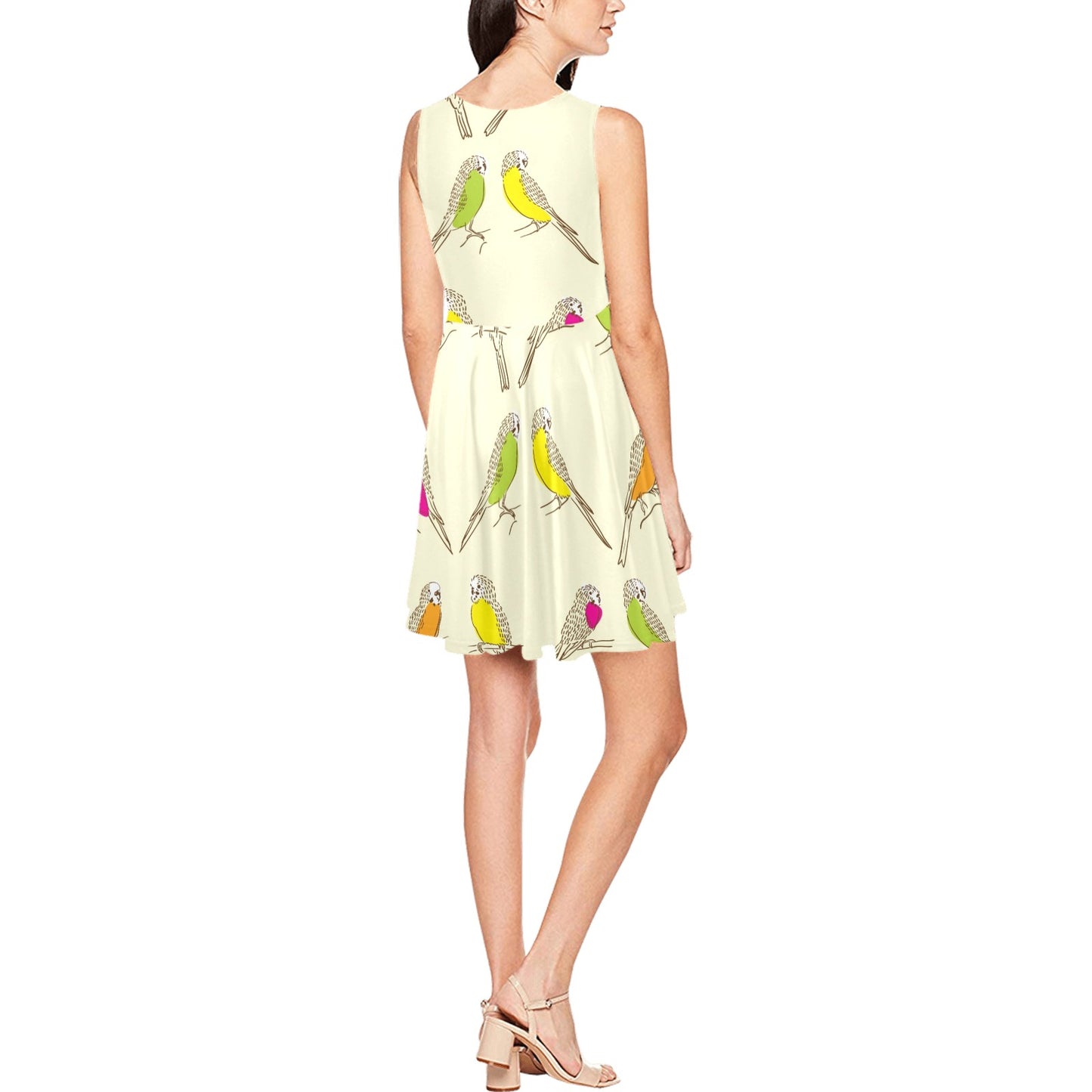 Parakeet Pattern Print Design A01 Sleeveless Dress