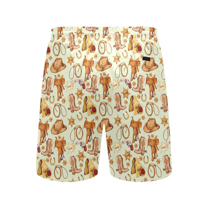 Western Cowboy Design Pattern Men's Swim Trunks Beach Shorts