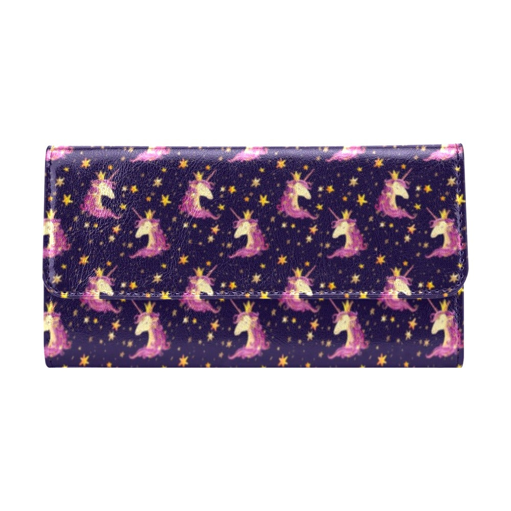 Unicorn Princess Star Sparkle Women's Trifold Wallet