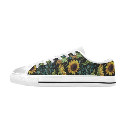 Sunflower Print Design LKS308 Women's White Low Top Shoes