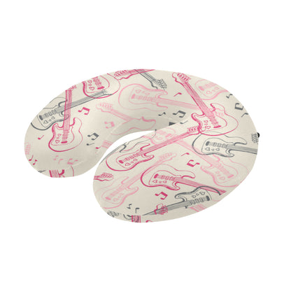 Bass Guitar Pattern Print Design 02 U-Shaped Travel Neck Pillow