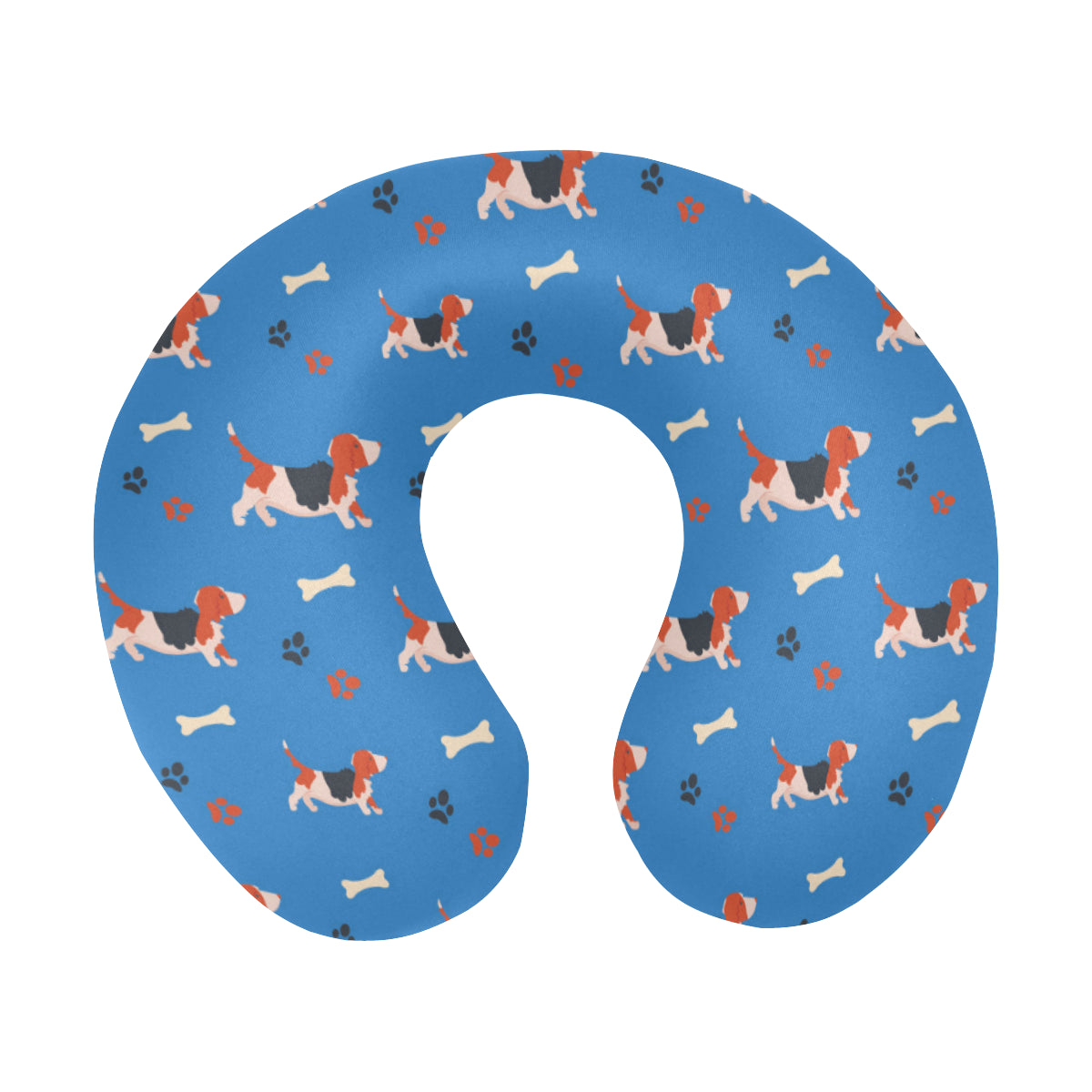 Basset Hound Pattern Print Design 02 U-Shaped Travel Neck Pillow