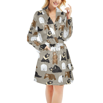 Bear Pattern Print Design BE03 Women's Fleece Robe