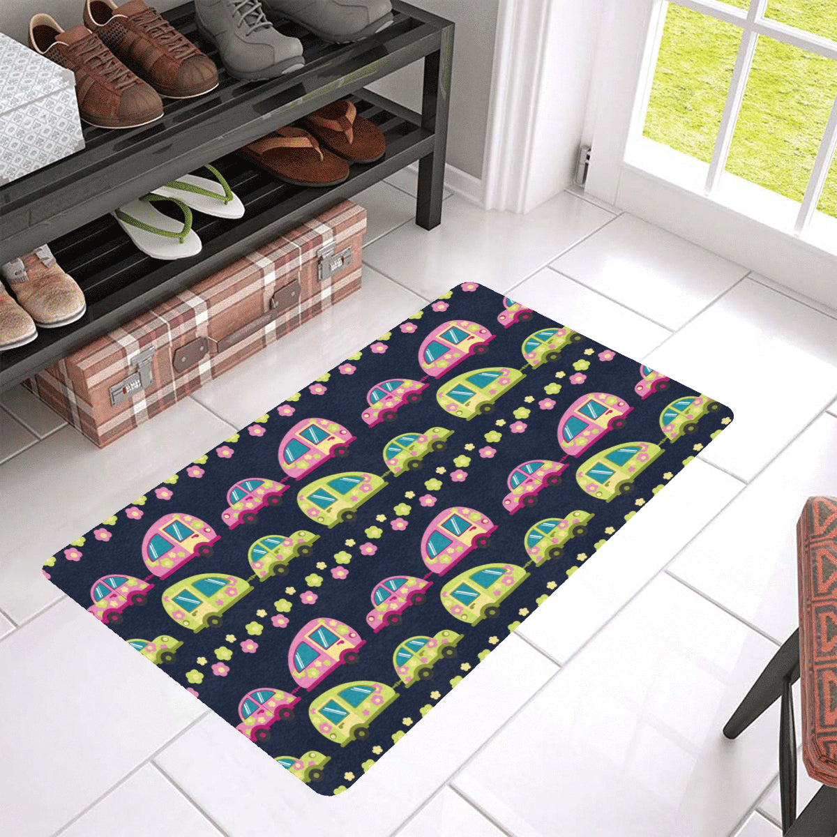 Camper Cute Camping Design No 3 Print Rubber Doormat