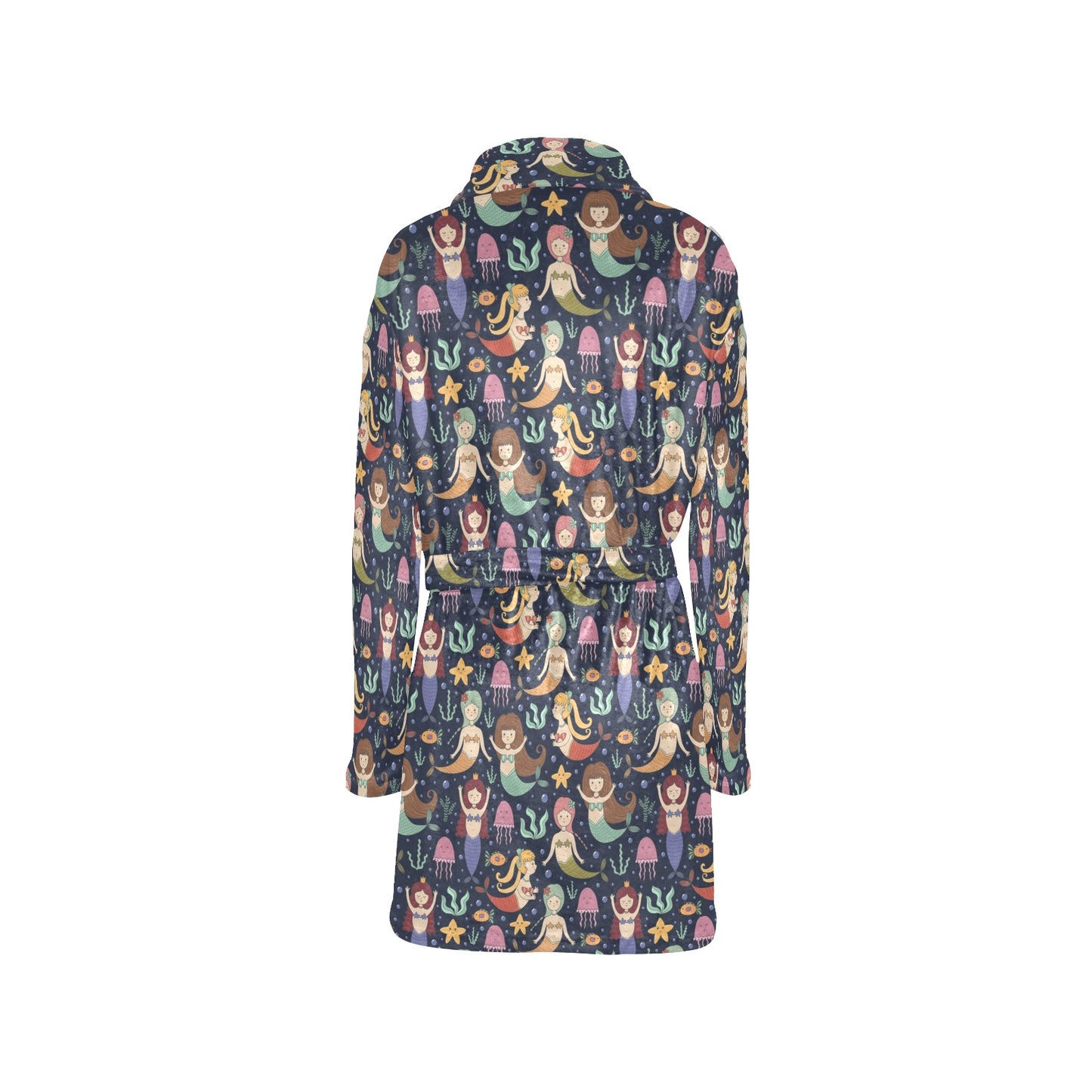 Mermaid Cartoon Pattern Print Design 03 Women's Fleece Robe