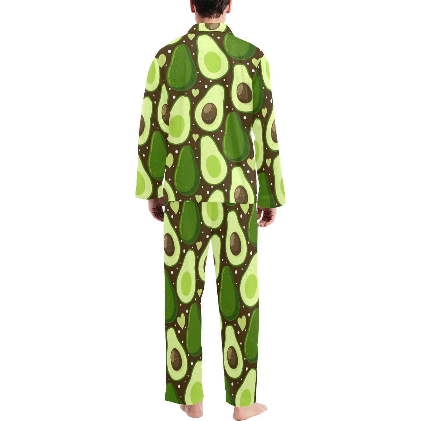 Avocado Pattern Print Design AC04 Men's Long Pajama Set