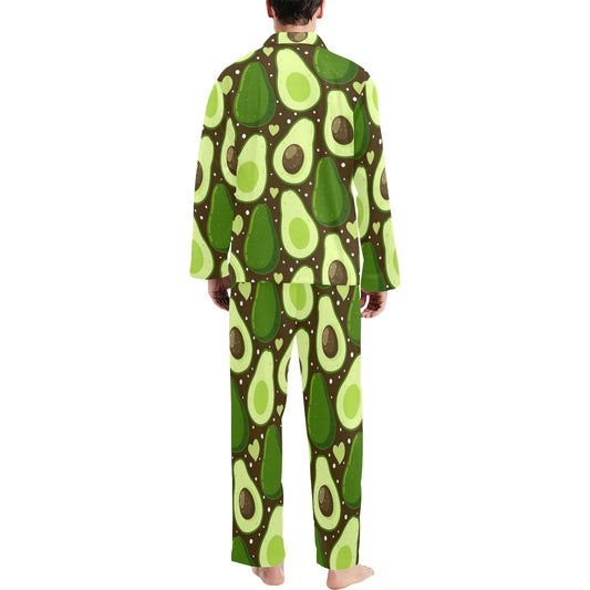 Avocado Pattern Print Design AC04 Men's Long Pajama Set