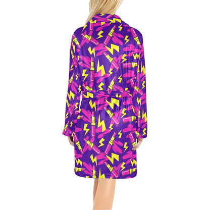 Lipstick Pattern Print Design LT04 Women's Fleece Robe