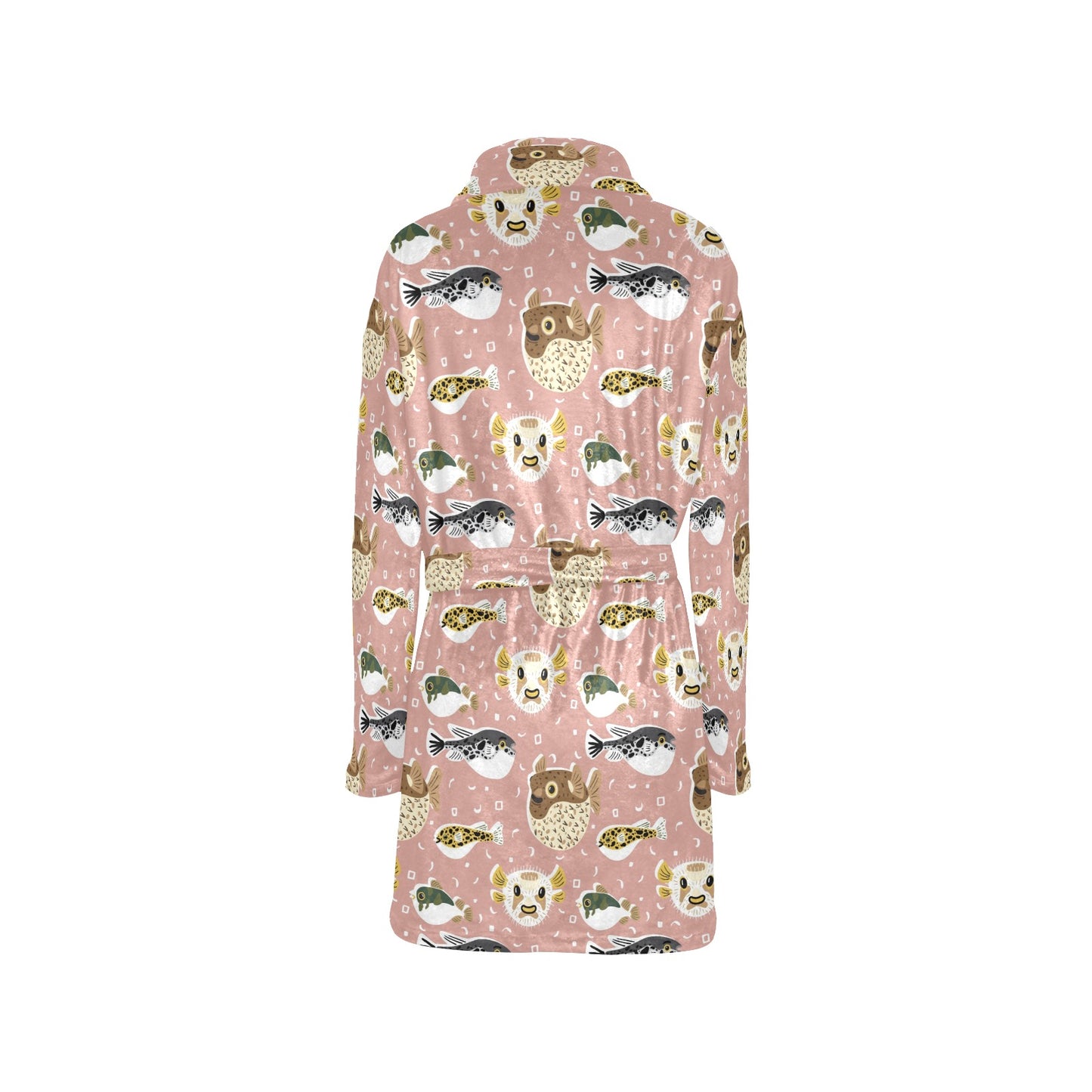 Fugu Cute Pattern Print Design 01 Women's Fleece Robe