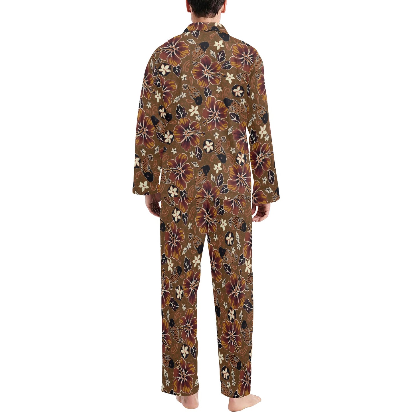 Hawaiian Themed Pattern Print Design H01 Men's Long Pajama Set
