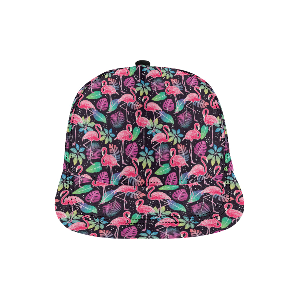 Flamingo Tropical leaves Neon Print Snapback Cap