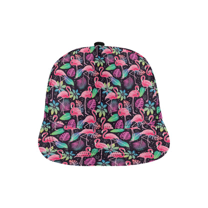 Flamingo Tropical leaves Neon Print Snapback Cap