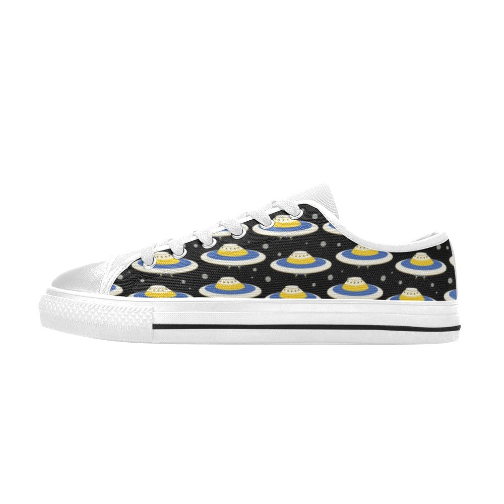 UFO Print Design LKS303 Women's White Low Top Shoes