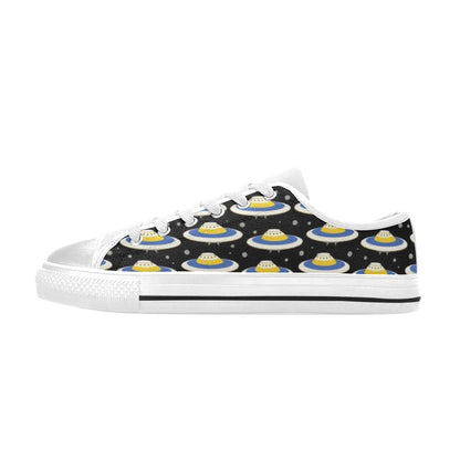 UFO Print Design LKS303 Women's White Low Top Shoes