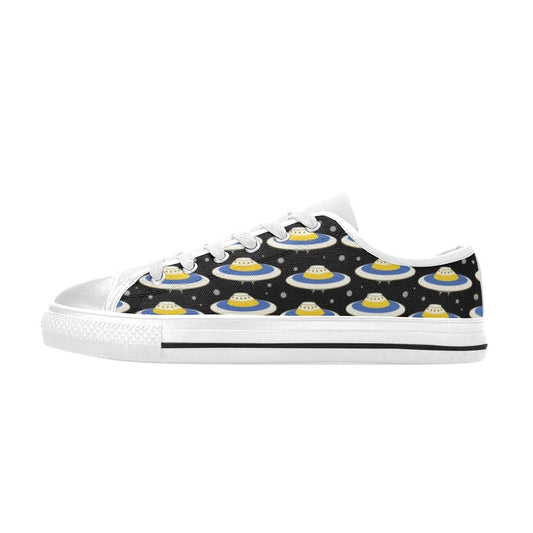 UFO Print Design LKS303 Women's White Low Top Shoes