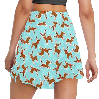 Reindeer Print Design LKS403 17" Golf & Pickleball Skort with Pockets