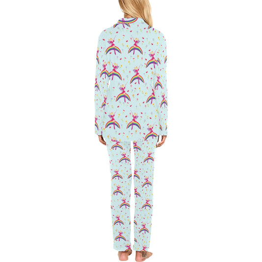 Fairy with Rainbow Print Pattern Women's Long Pajama Set