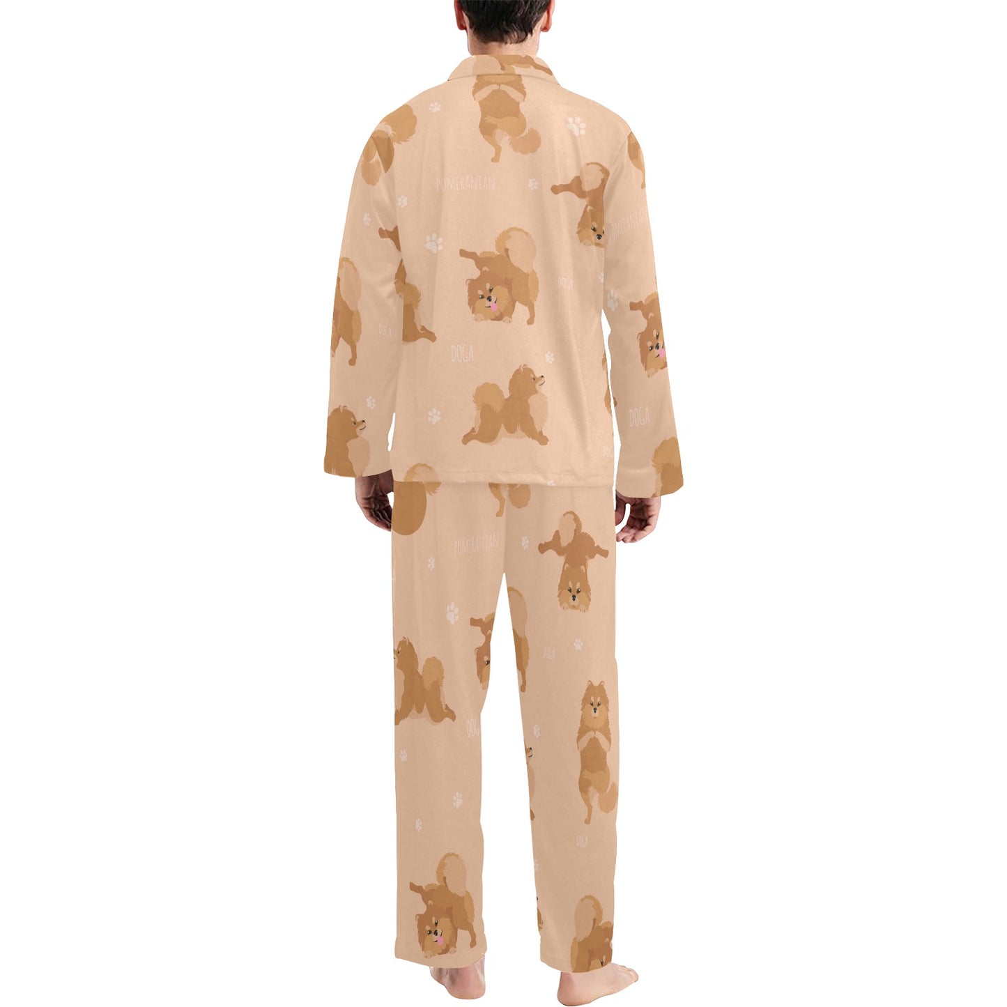 Pomeranians Pattern Print Design A06 Men's Long Pajama Set