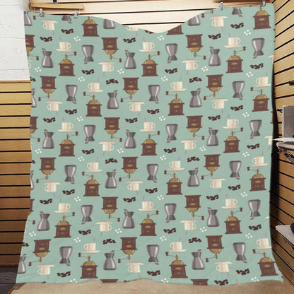 Coffee Pattern Print Design 04 Premium Quilt