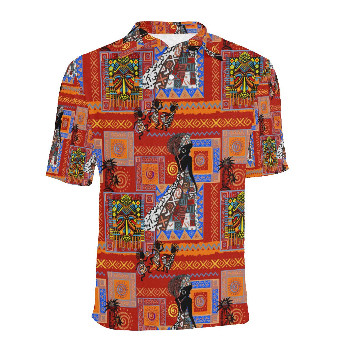 African Print Pattern Men Polo Shirt