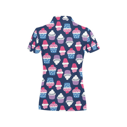 Cupcake Pattern Print Design CP04 Women's Polo Shirt