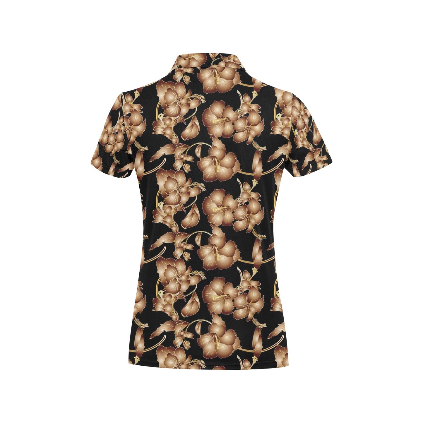 Brown Hibiscus Pattern Print Design HB06 Women's Polo Shirt