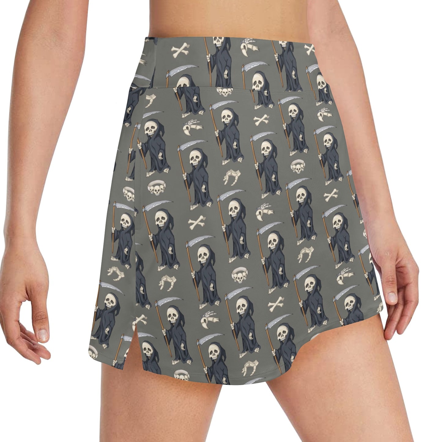 Skeleton Print Design LKS308 17" Golf & Pickleball Skort with Pockets