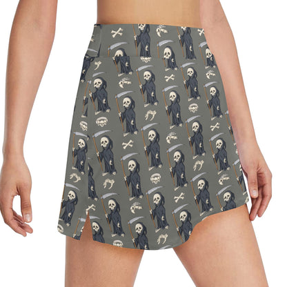 Skeleton Print Design LKS308 17" Golf & Pickleball Skort with Pockets