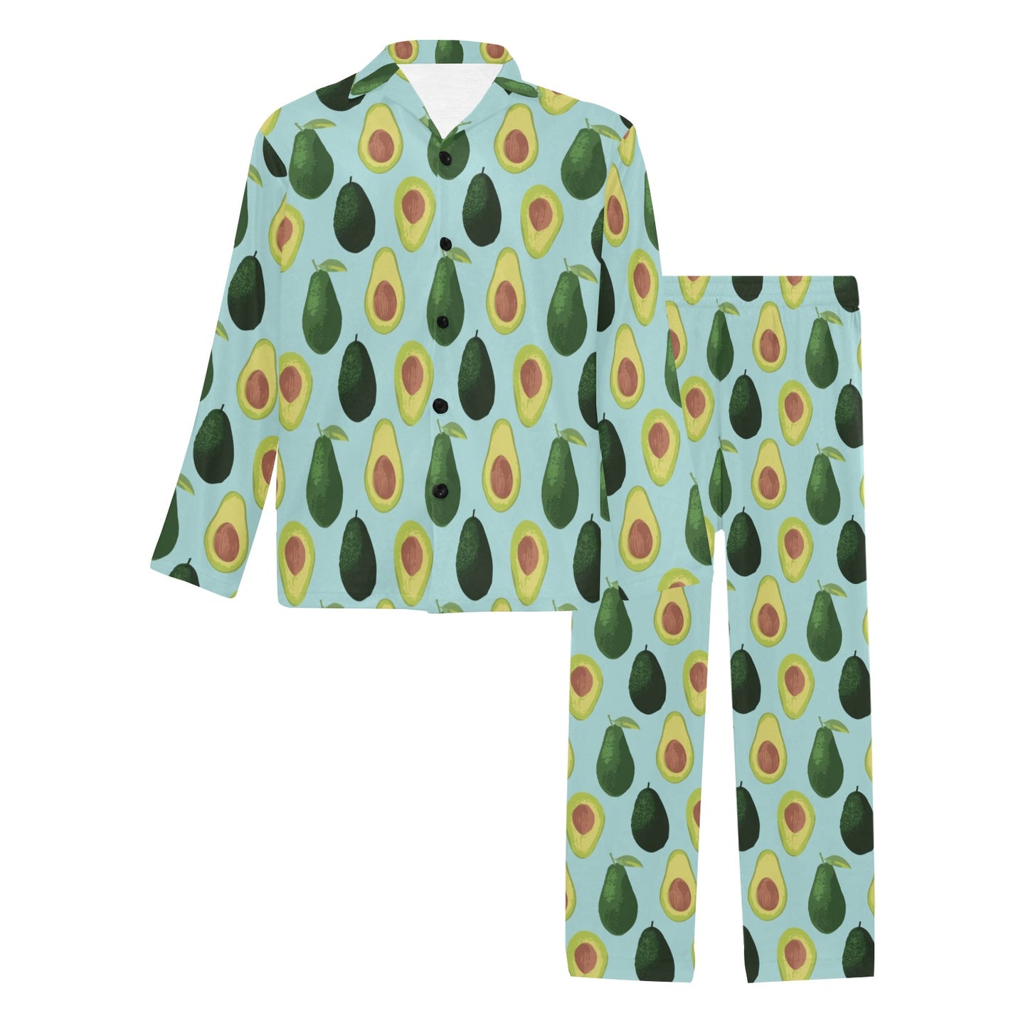 Avocado Pattern Print Design 04 Men's Long Pajama Set