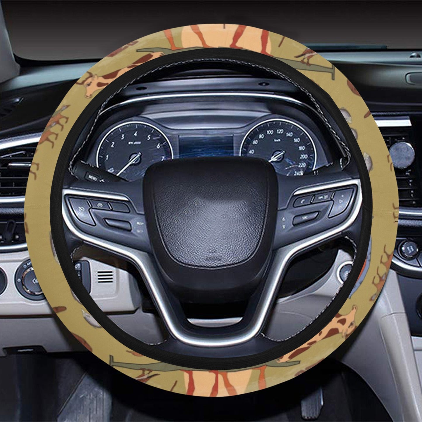 Ancient Greek Classic Pattern Design LKS305 Steering Wheel Cover with Elastic Edge
