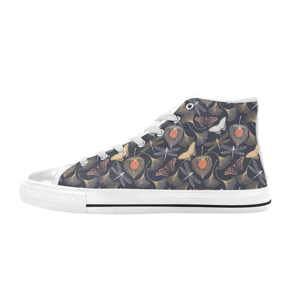 Dragonfly Print Design LKS404 Men's High Top Canvas Shoes