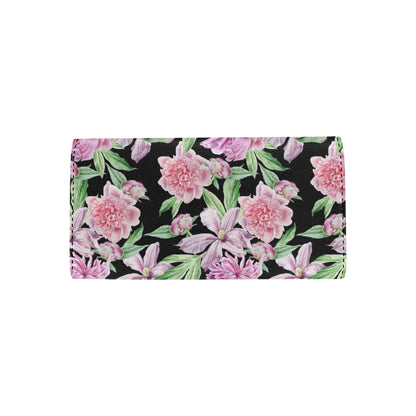 Peony Pattern Print Design PE08 Women's Trifold Wallet