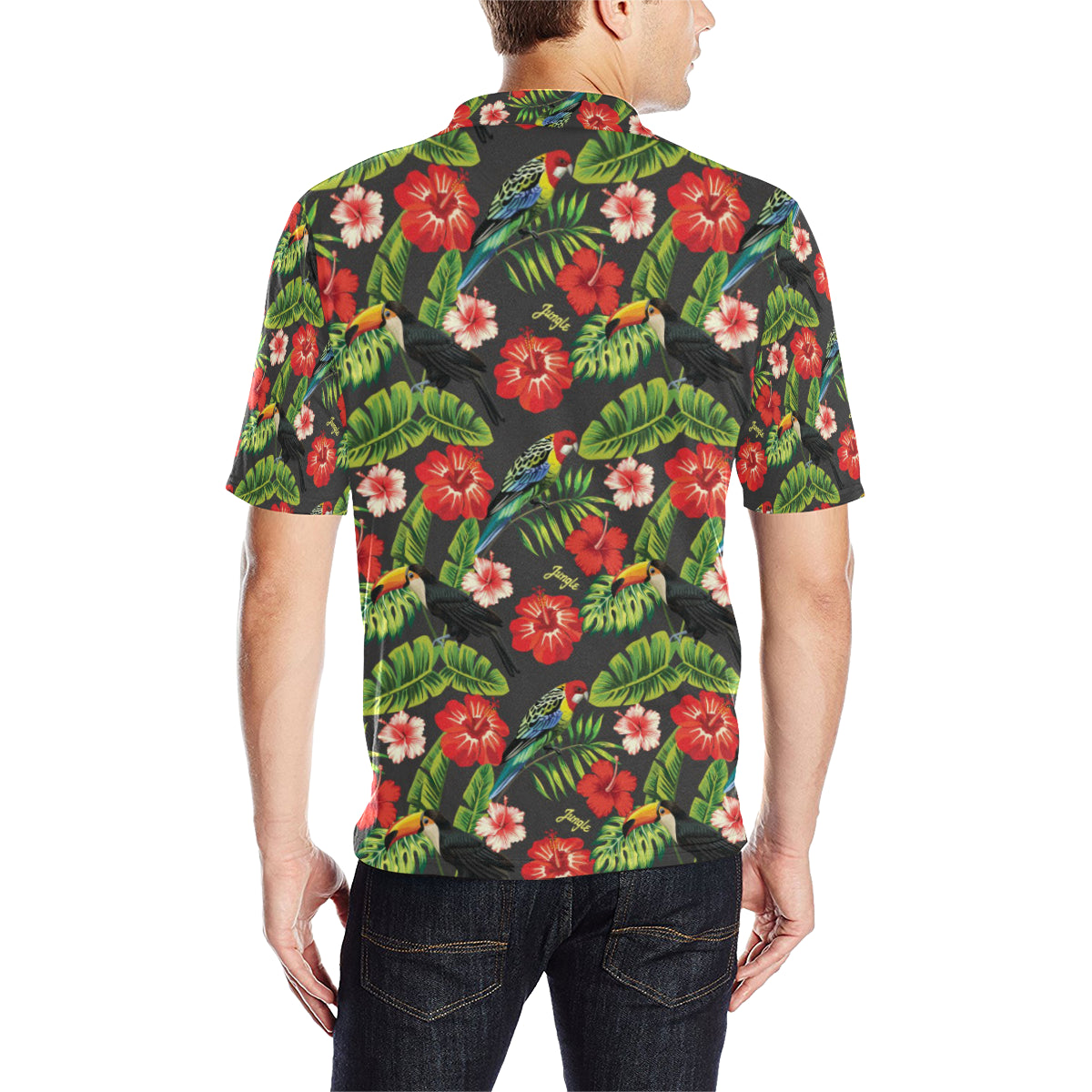 Tropical Flower Pattern Print Design TF04 Men Polo Shirt