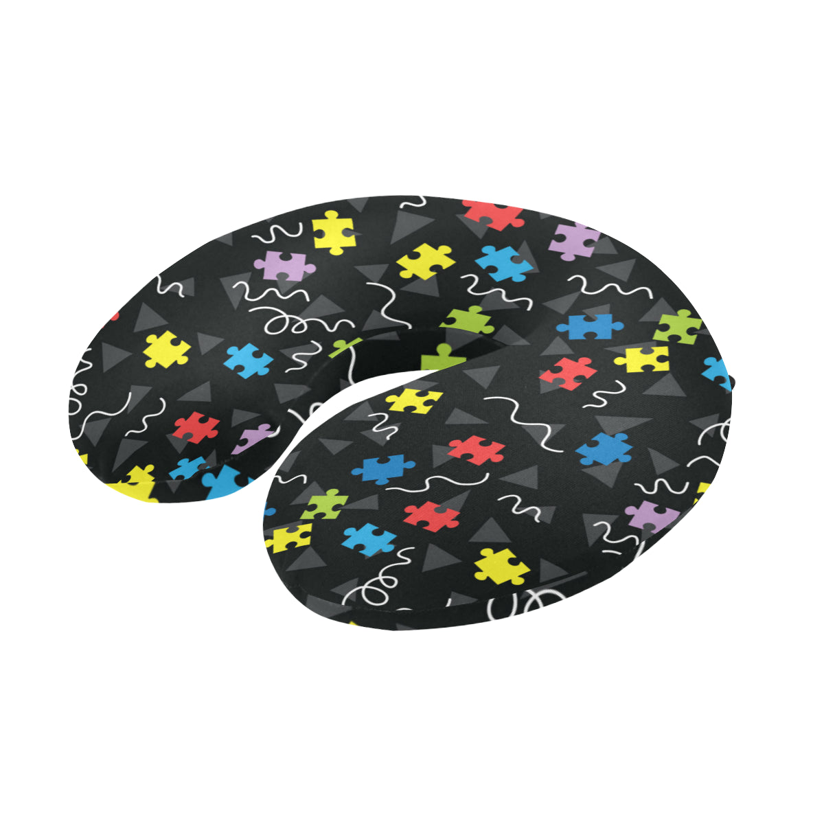 Autism Awareness Pattern Print Design 01 U-Shaped Travel Neck Pillow