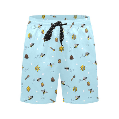 Honey Bee Print Design LKS307 Men's Swim Trunks Beach Shorts