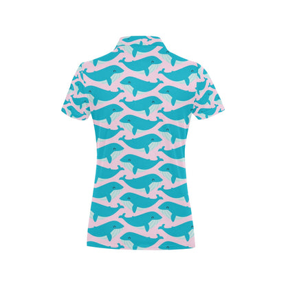 Whale Print Design LKS302 Women's Polo Shirt