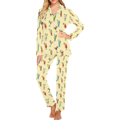 Cocktail Pattern Print Design 02 Women's Long Pajama Set