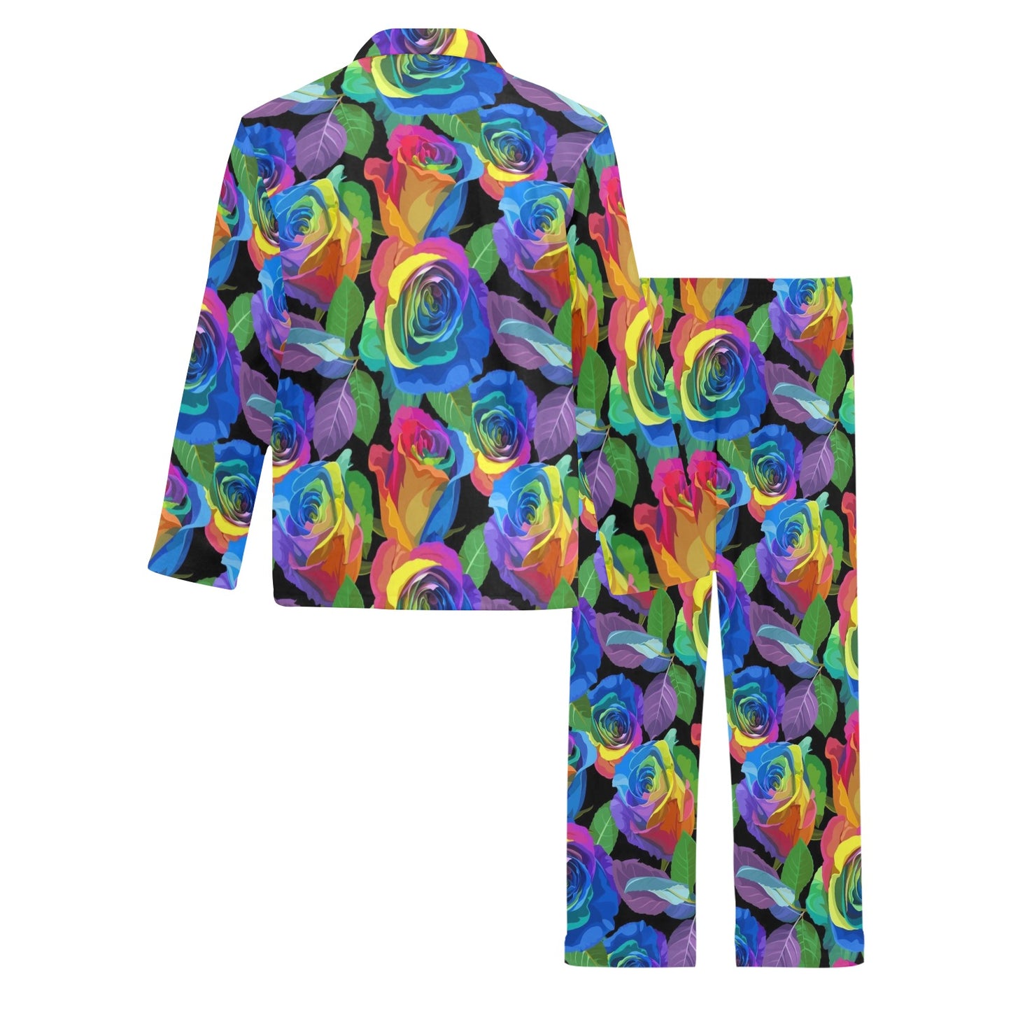 Rose Pattern Print Design RO02 Men's Long Pajama Set