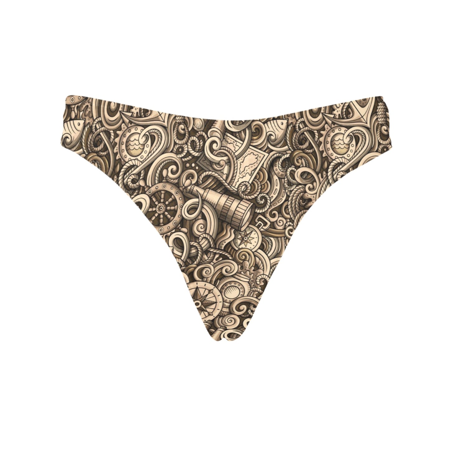 Nautical Tattoo Design Themed Print Women's Thongs