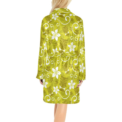 Hawaiian Themed Pattern Print Design H019 Women's Fleece Robe