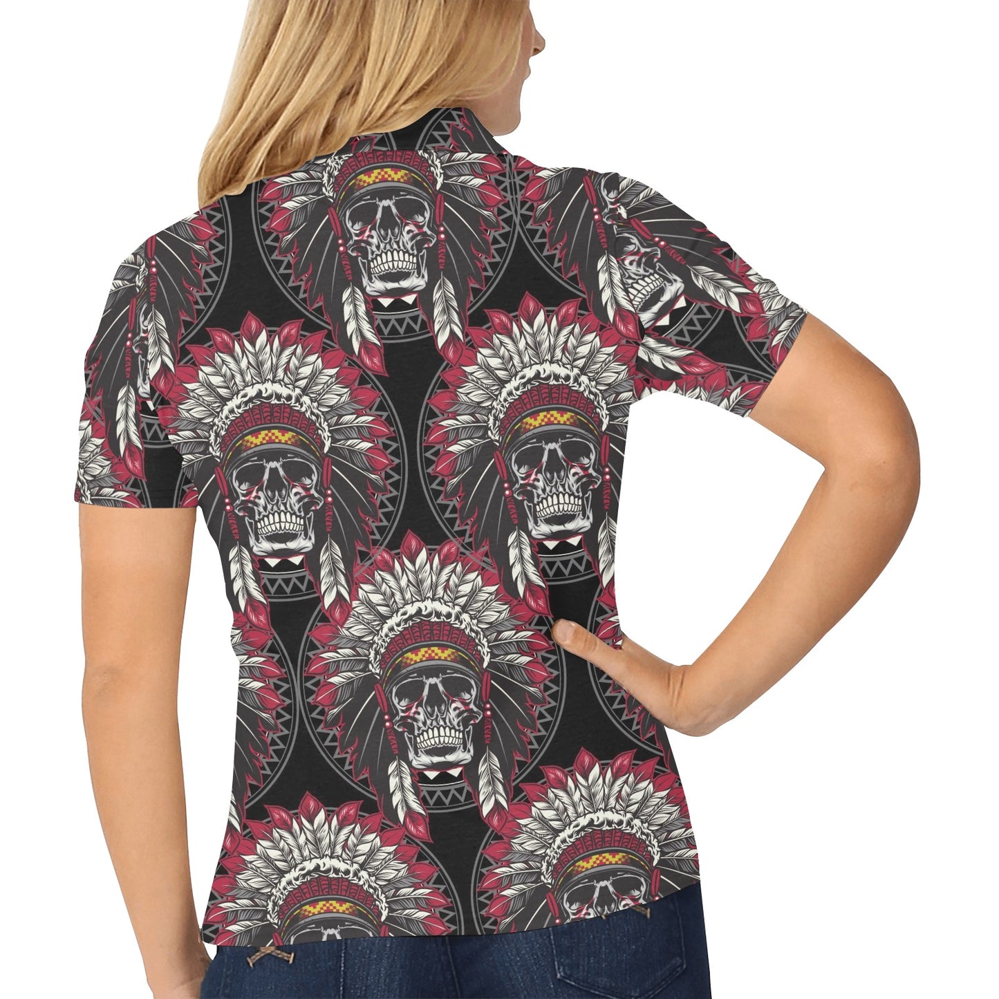 Native Indian Skull Women's Polo Shirt