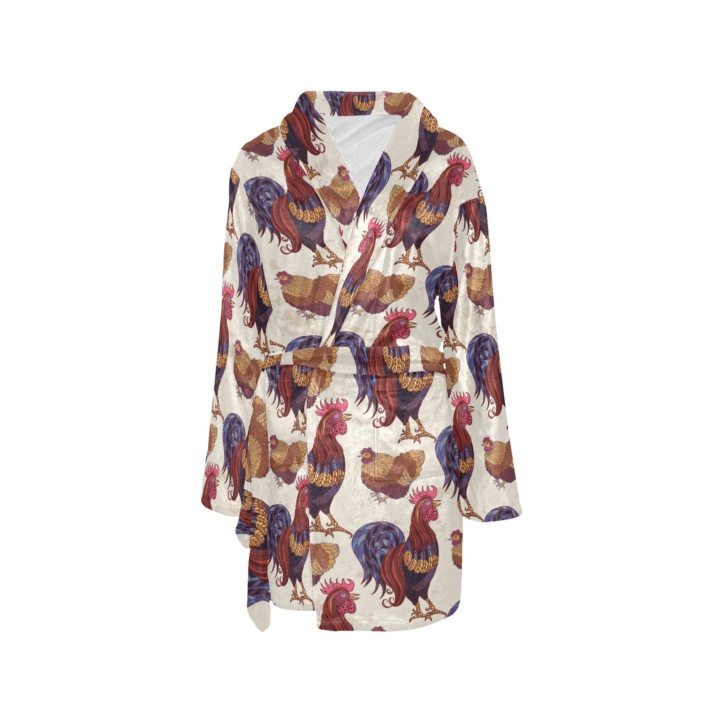 Rooster Pattern Print Design A03 Women's Fleece Robe